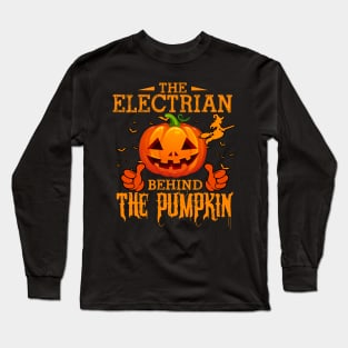 Mens The CHEF Behind The Pumpkin T shirt Funny Halloween T Shirt_ELECTRIAN Long Sleeve T-Shirt